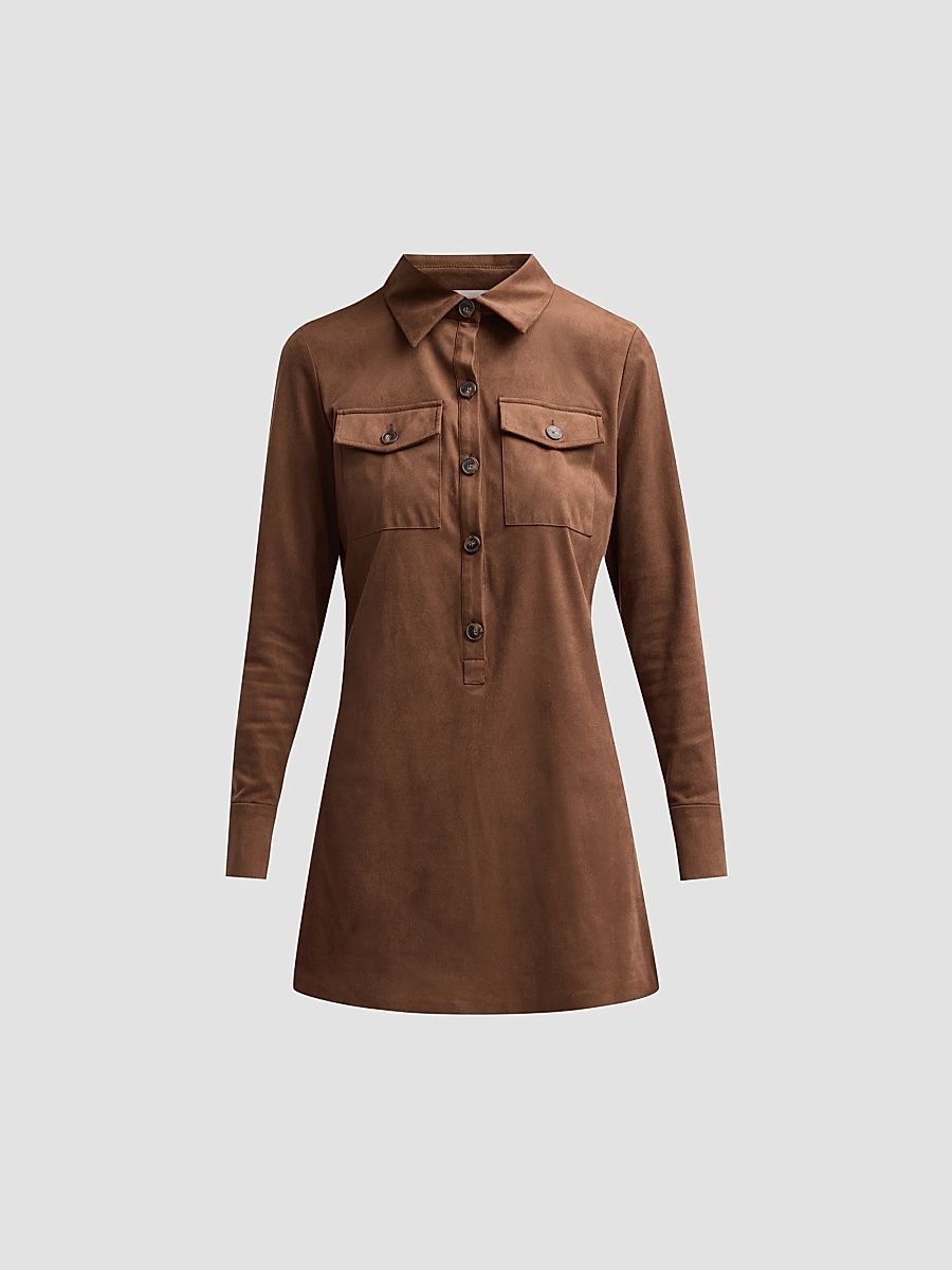 Women's Maria A-Line Mini Shirtdress - Heritage Brown - Size 12