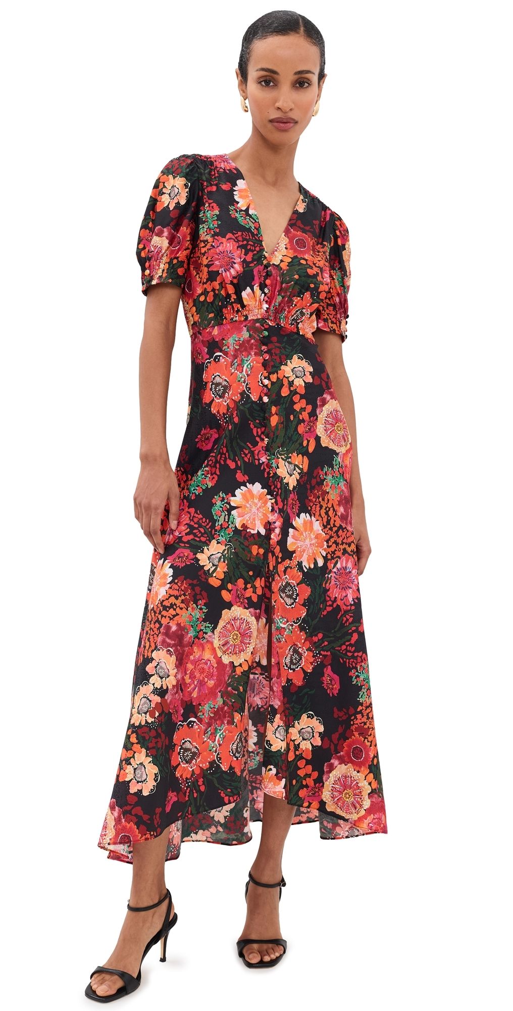SALONI Lea Silk Long Dress Aster Flame 0