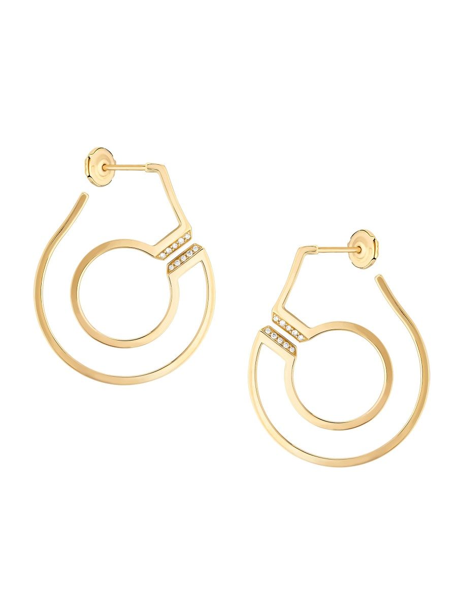 dinh van Women's Menottes 18K Yellow Gold & Diamond Hoop Earrings - Gold