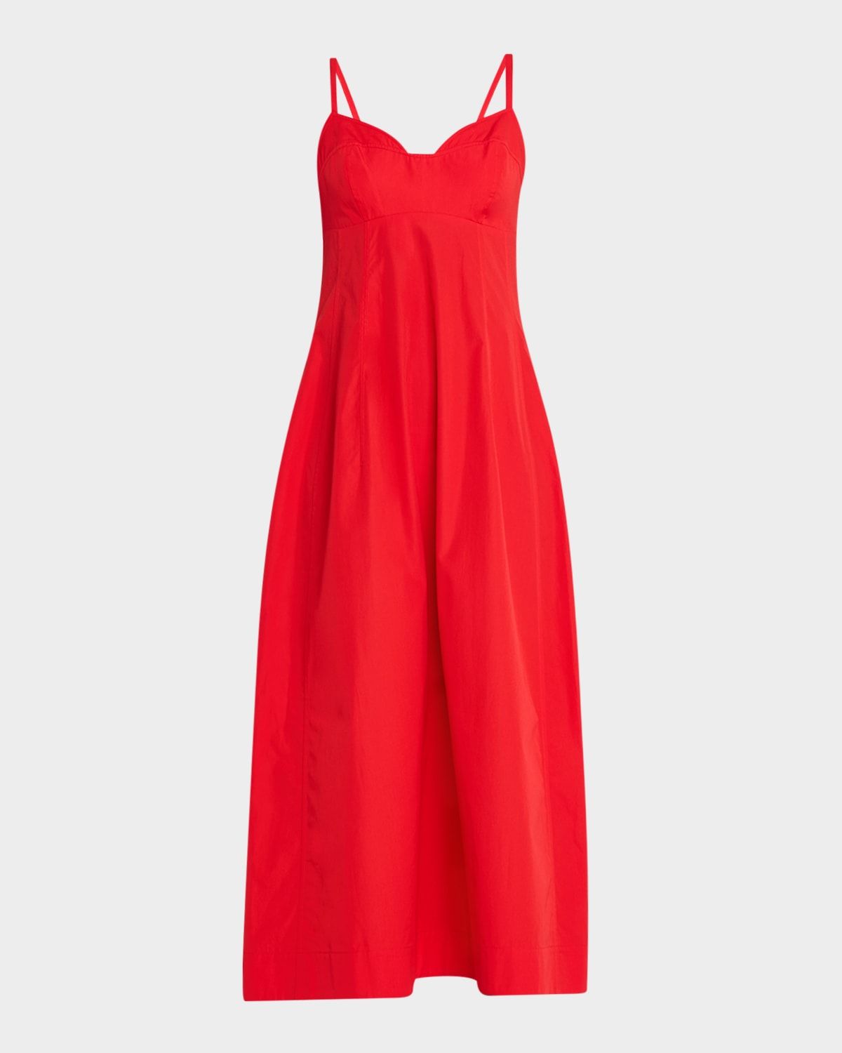 Bustier-Cut Sleeveless Cotton Midi Dress