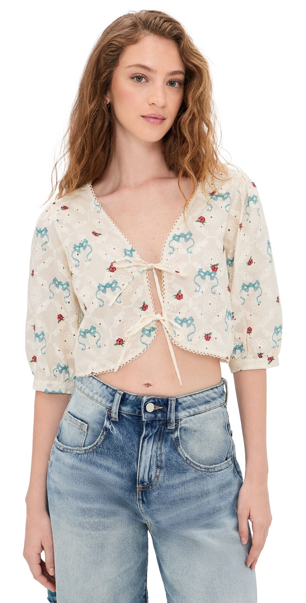 Agua Bendita Salem Cherish Eyelet Crop Top Multicolor S