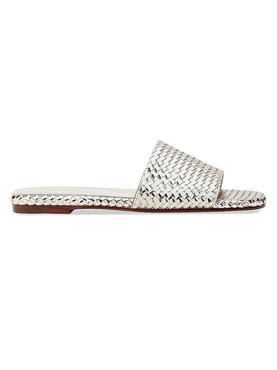 Women's St. Barths Metallic Slide Sandals - Silver - Size 11