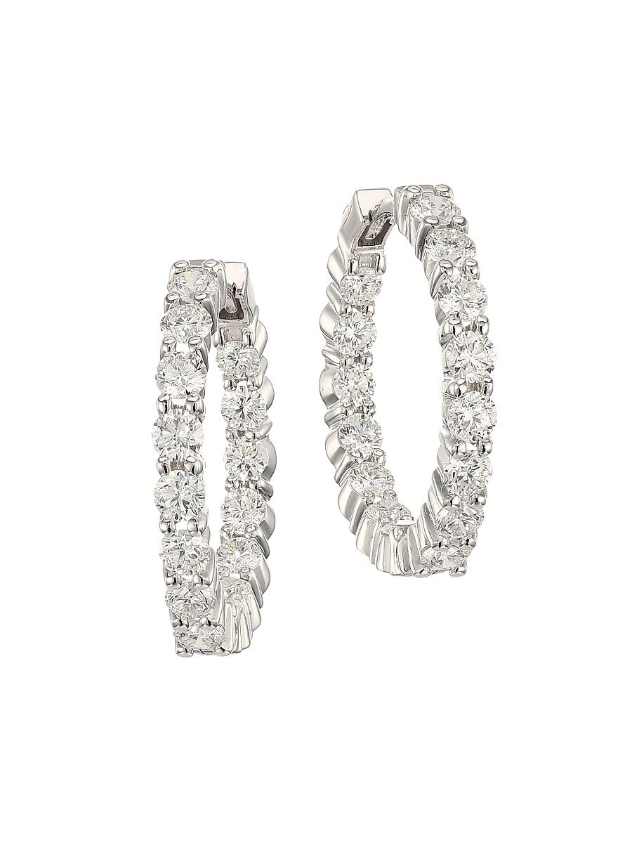 Women's 18K White Gold & 2.35 TCW Diamond Inside-Out Hoop Earrings/23MM - White Gold