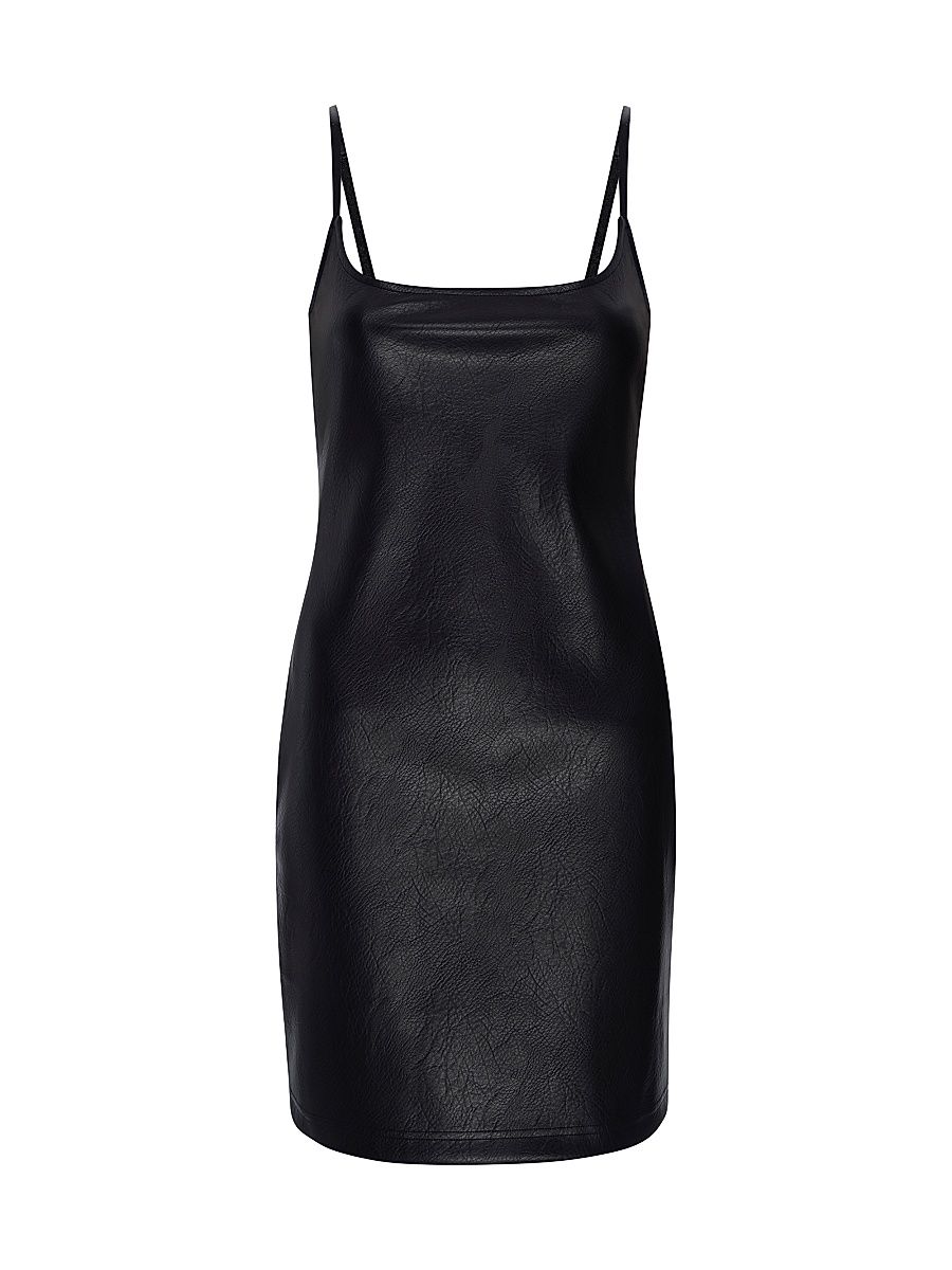 Women's Faux Leather Body-Con Minidress - Black - Size XS