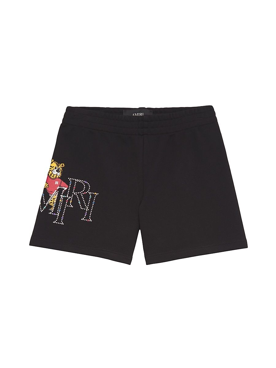 Little Kid's & Kid's Cotton Tiger Logo Graphic Sweatshorts - Black - Size 4