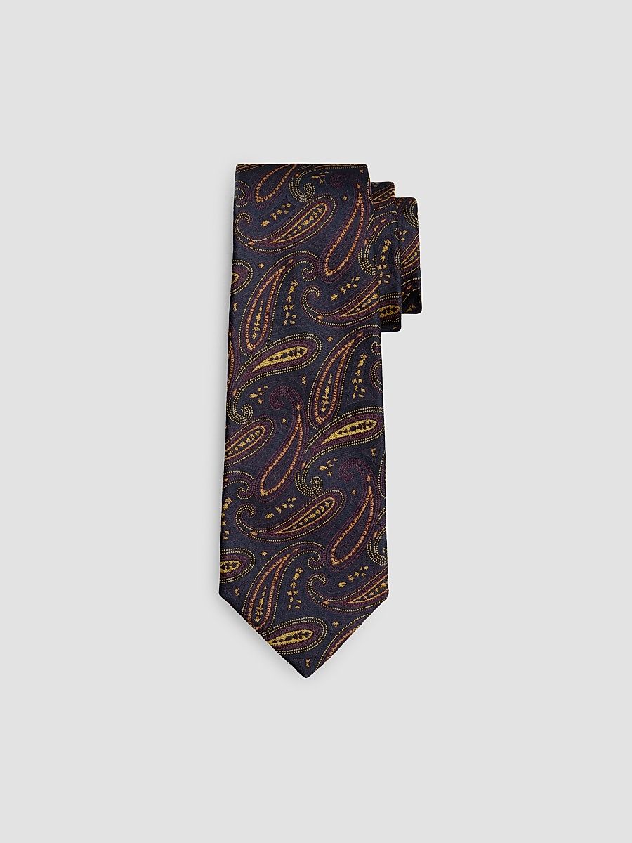 Men's Paisley Silk Tie - Rust