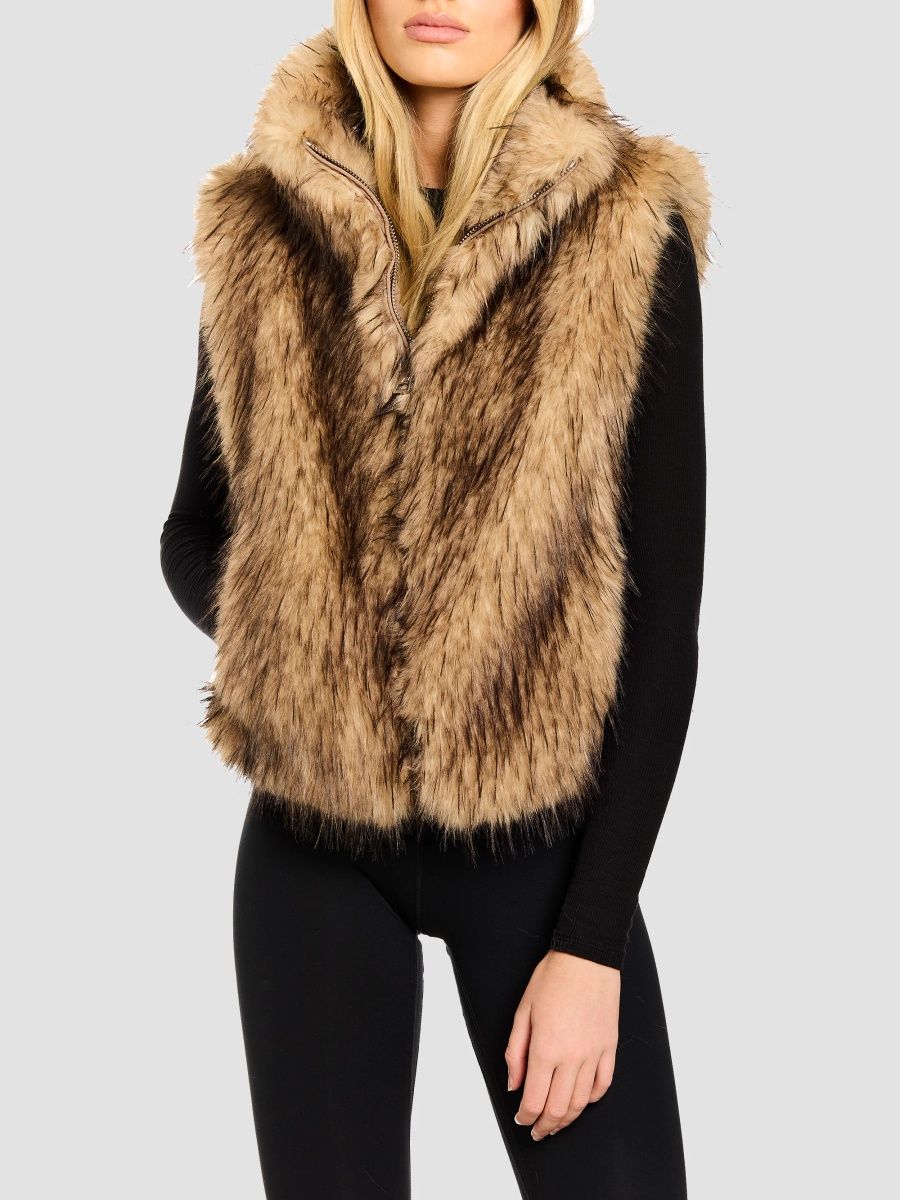 SAM. Women's Leah Faux Fur Vest - Brown - Size XL