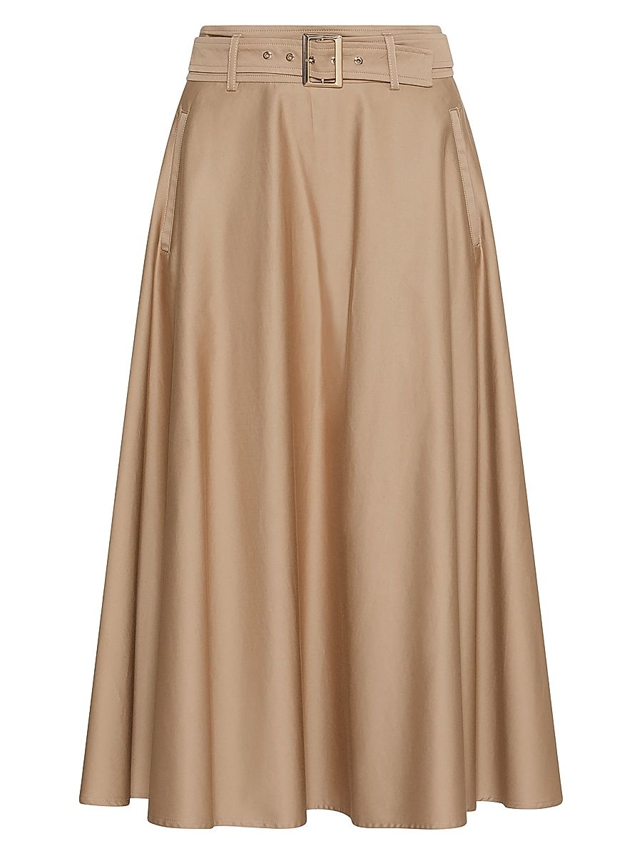 Women's Water Repellent Stretch Cotton Satin Skirt - Natural - Size 12