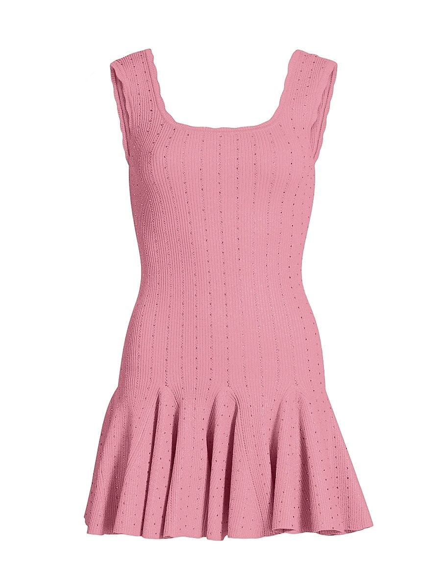 Women's Maryanne Pointelle Knit Minidress - Sunset Pink - Size Large
