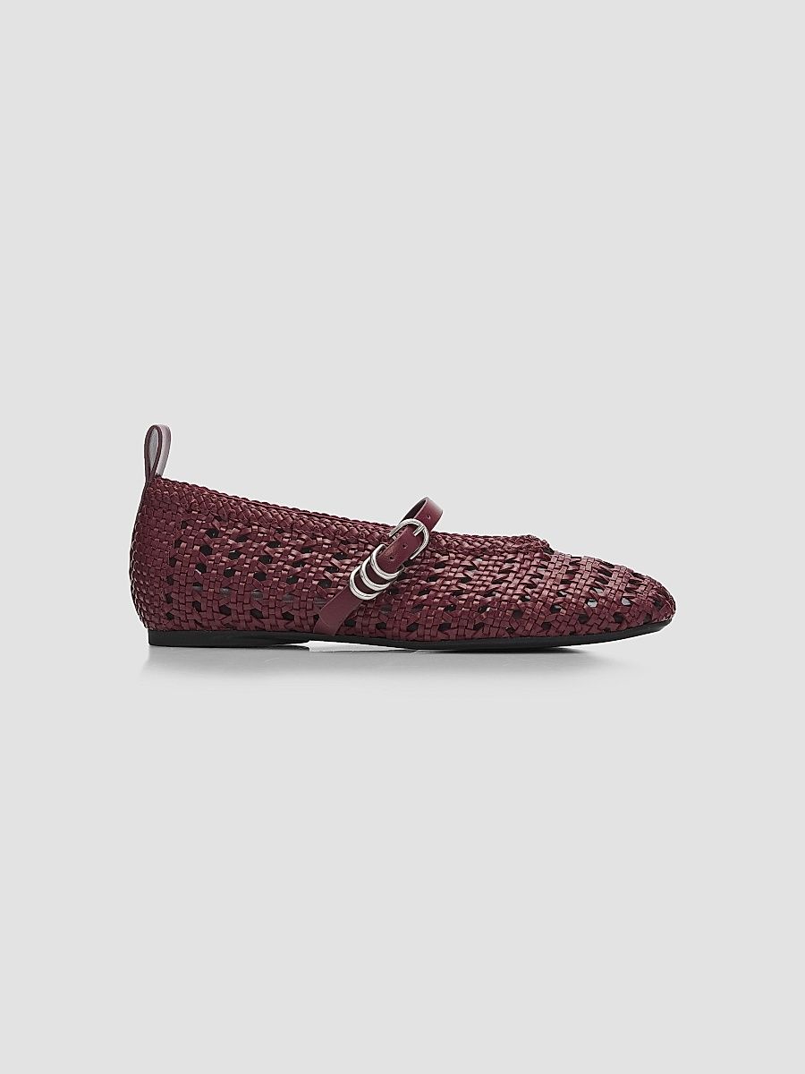 rag & bone Women's Spire Woven Mary Janes - Burgundy Woven - Size 9.5