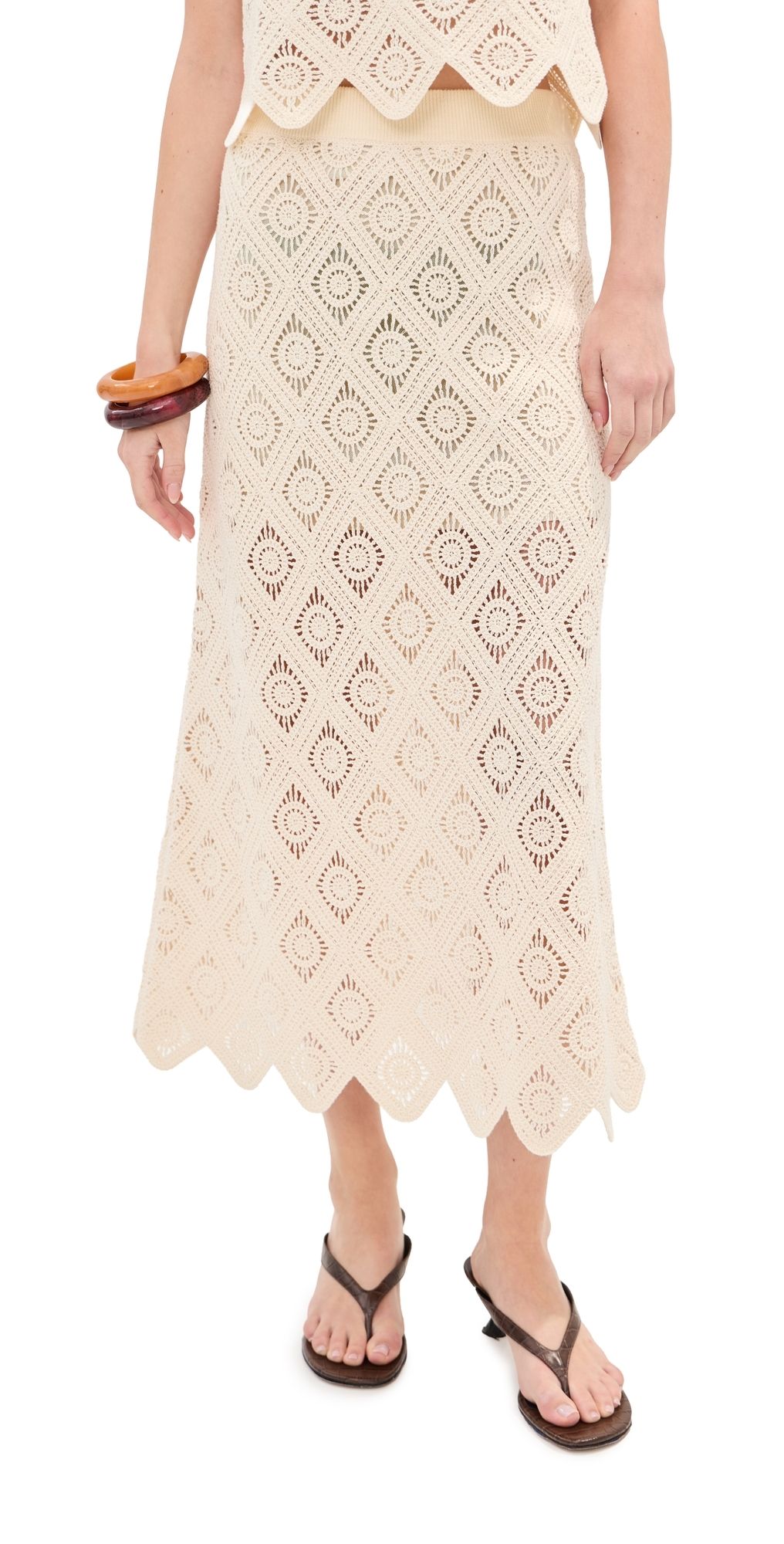 LE BOP Ora Crochet Skirt Ivory M