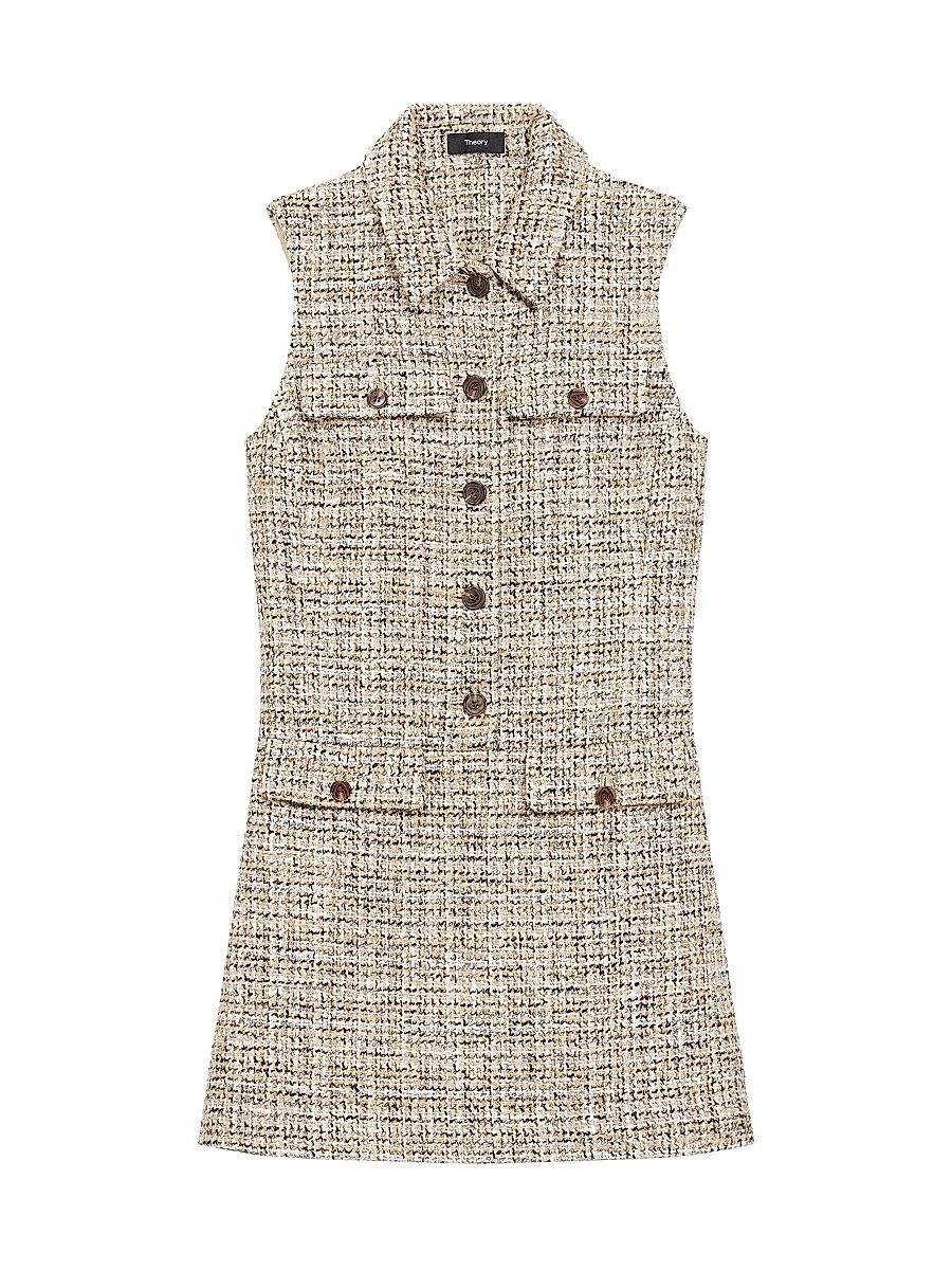 Women's Tweed Sleeveless Minidress - Wheat Multi - Size 16