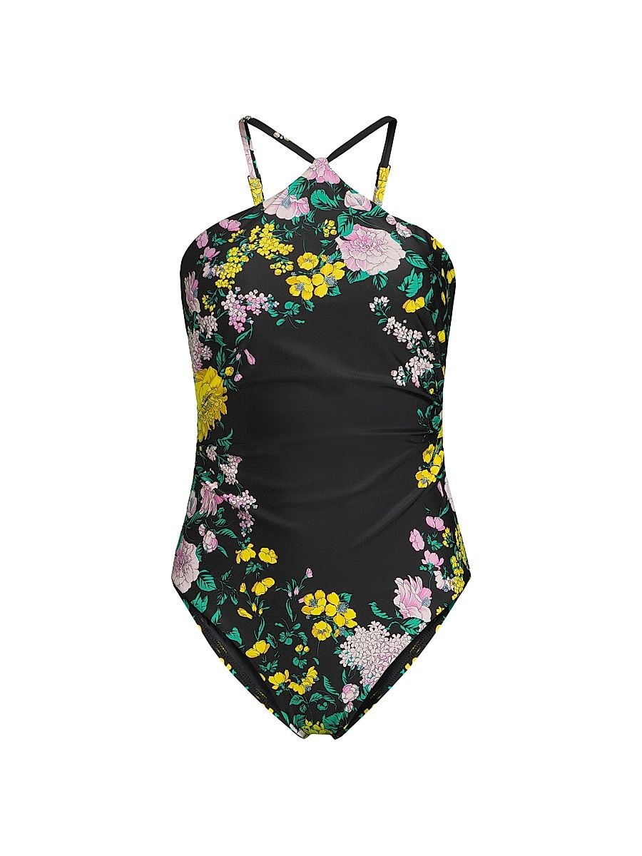 Women's Magnolia One-Piece Swimsuit - Black Multi - Size Large
