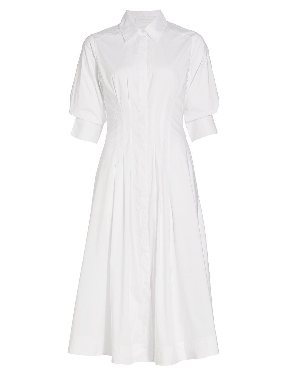 Women's Jazz Core Cotton Poplin Pintuck Midi-Dress - White - Size XL