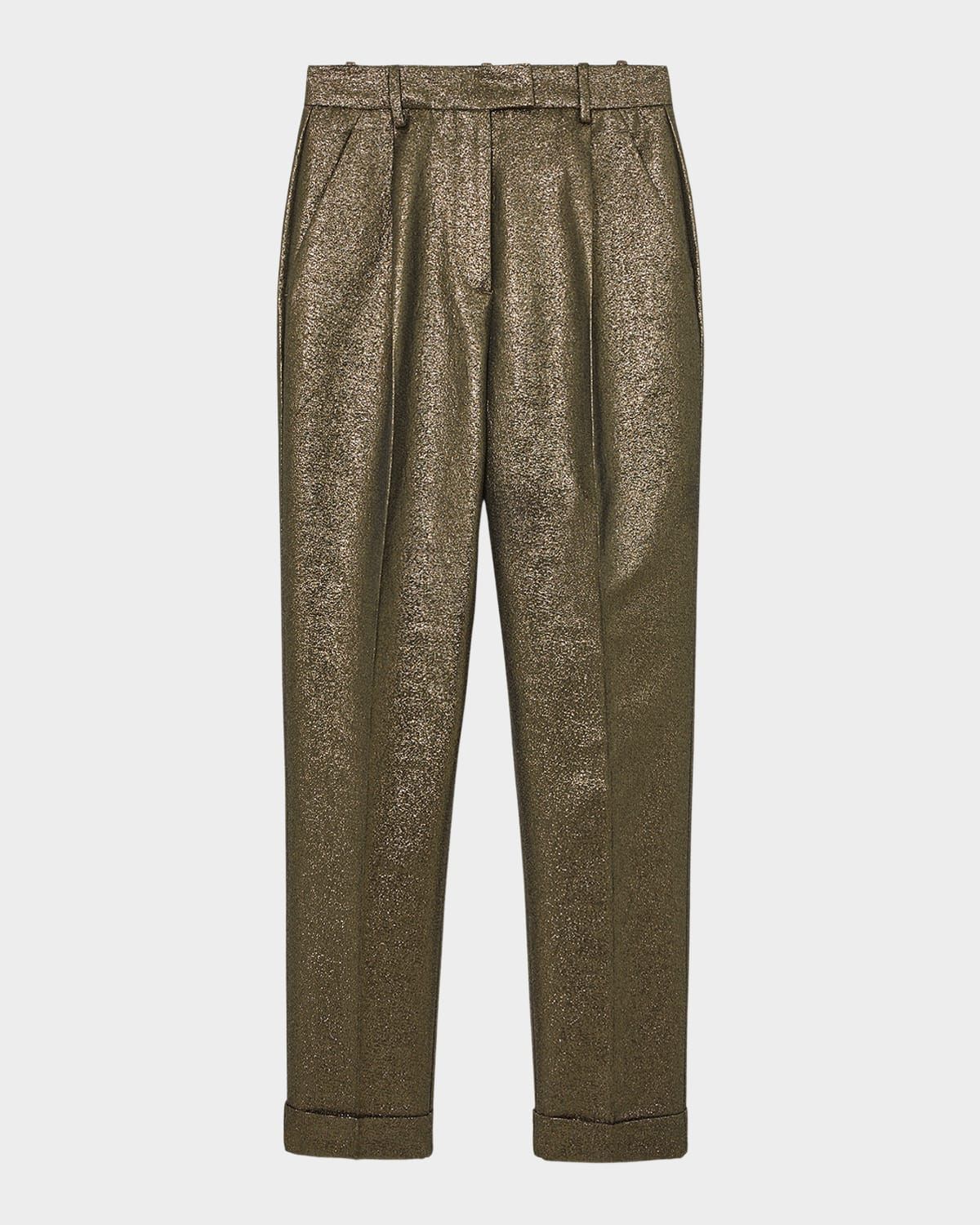 Siena Metallic Cotton-Blend Tapered Trousers