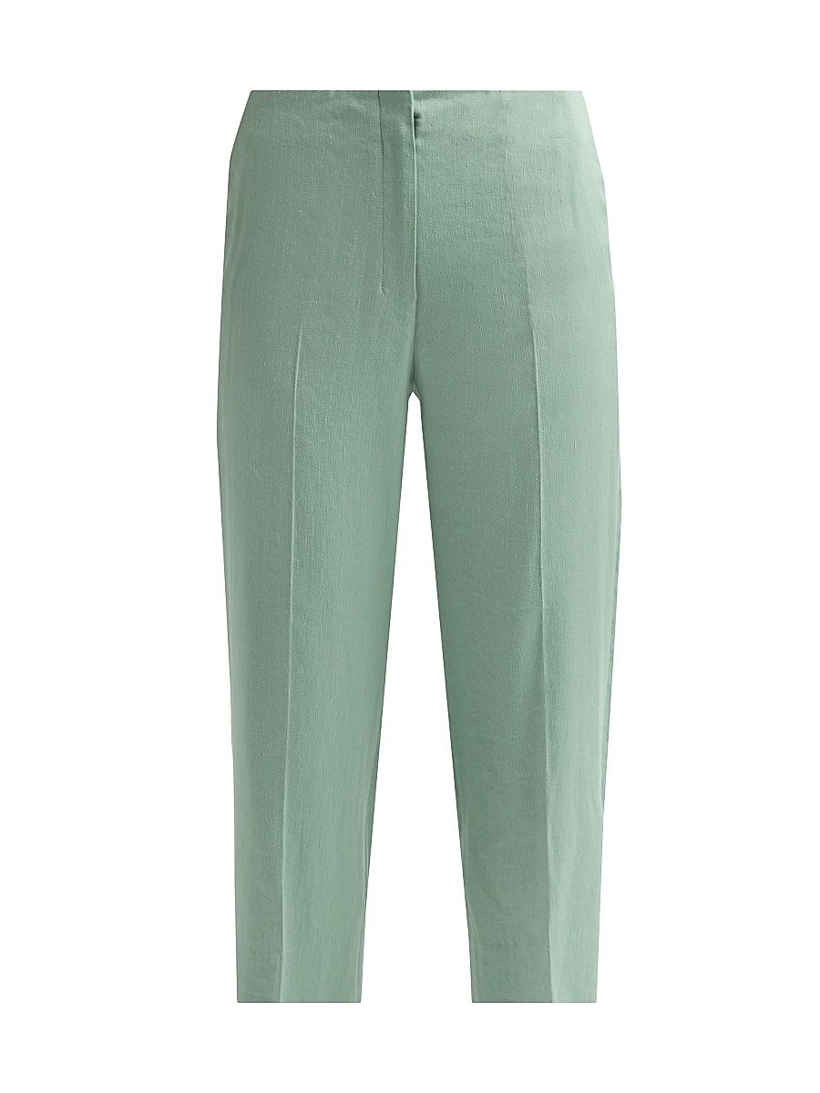 Women's Linen-Blend Slit Capri Pants - Delicate Green - Size 14