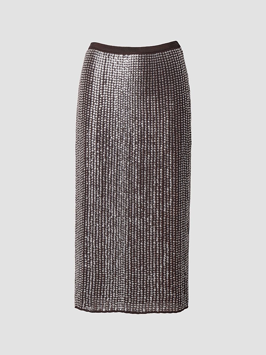 Women's Lili Beaded Midi Skirt - Chocolate - Size 8