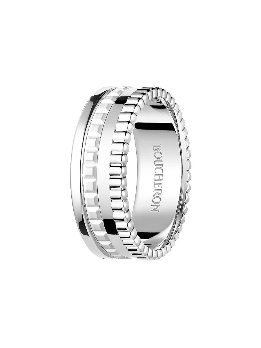 Women's Quatre White Edition 18K White Gold & HyCeram Ring - White Gold - Size 6