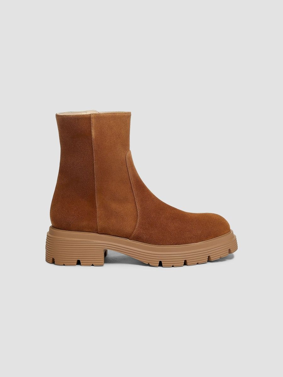 Stuart Weitzman Women's Hudson Lite Zip 40MM Suede Booties - Doe - Size 8