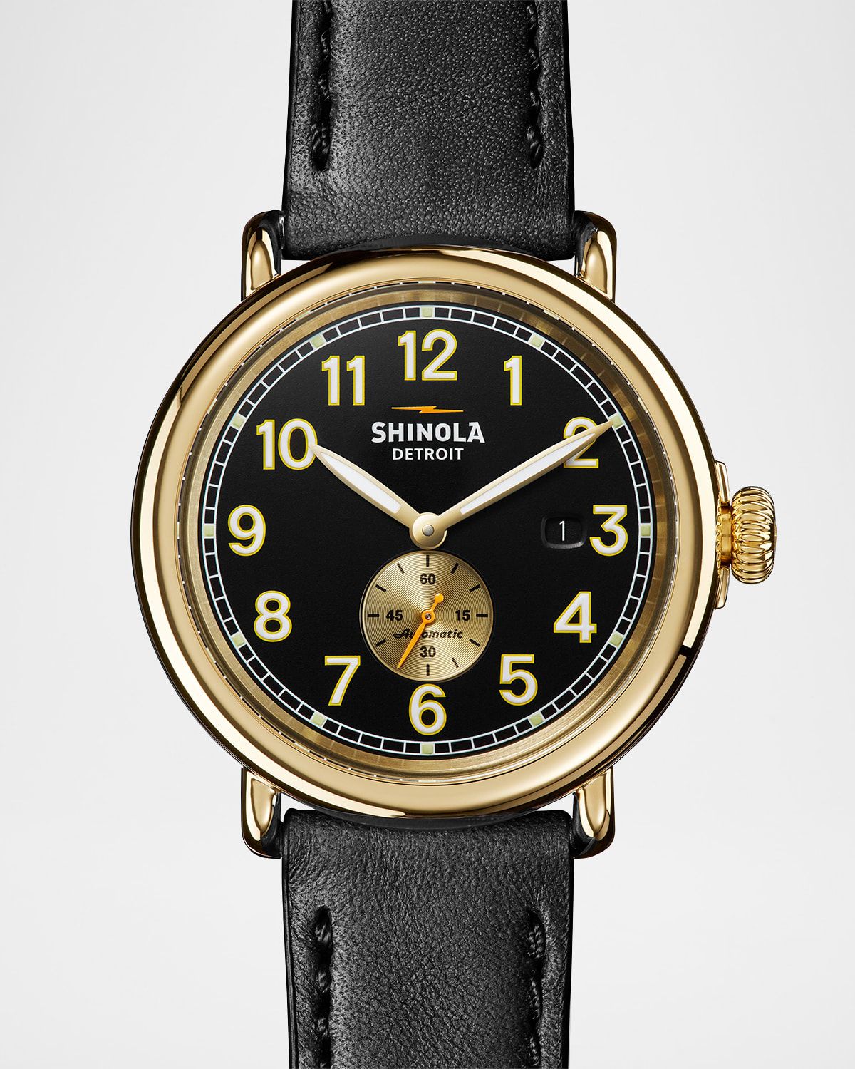 Runwell Automatic Leather Strap Watch, 45mm