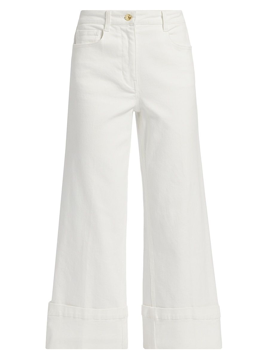 Women's Eros High-Rise Wide-Leg Cuffed Jeans - White - Size 28