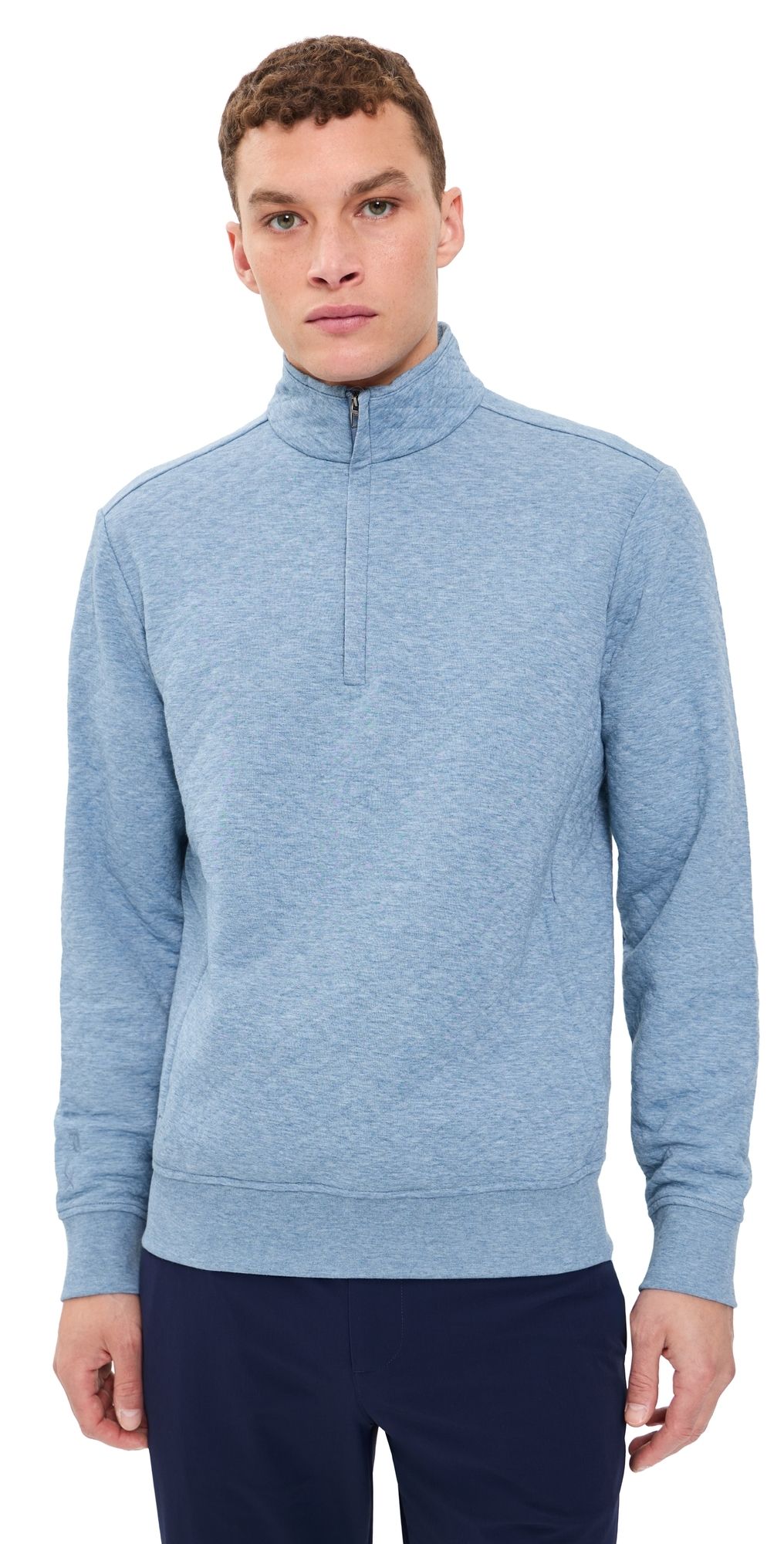 RLX Ralph Lauren Quilted Double Knit Quarter Zip Ocean Heather XL