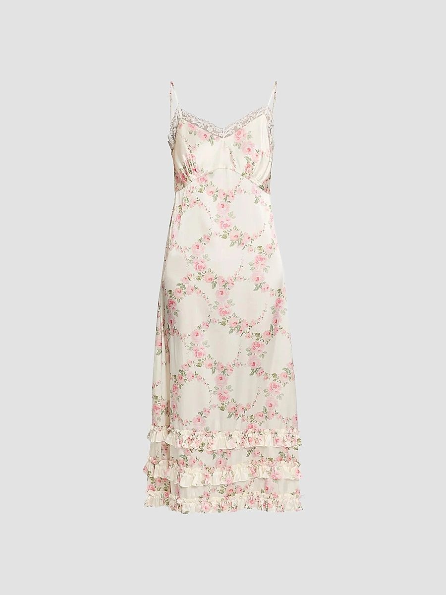Simone Rocha Women's Ruffle Frill Hem Slipdress - Cream - Size 8