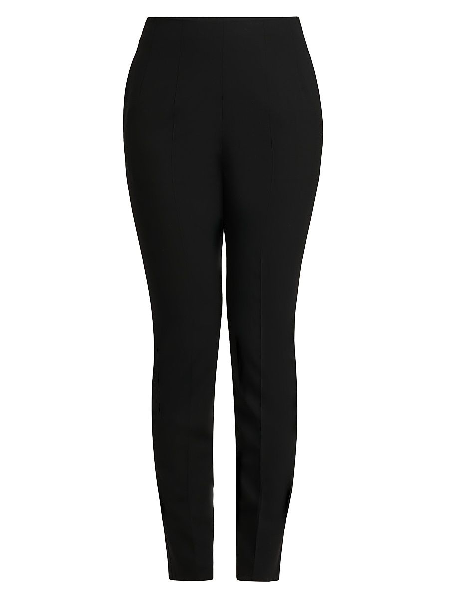 Women's Stretch-Wool Darted Flat-Front Trousers - Black - Size 10