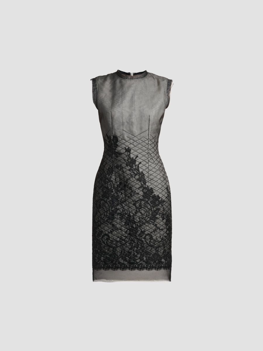 McQueen Women's Quilted Lace Dress - Black - Size 6