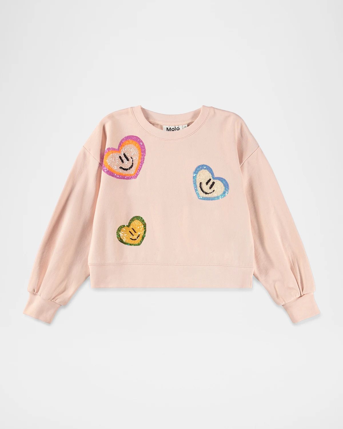 Girl & apos;s Miki Sequin Heart Embroidered Sweatshirt