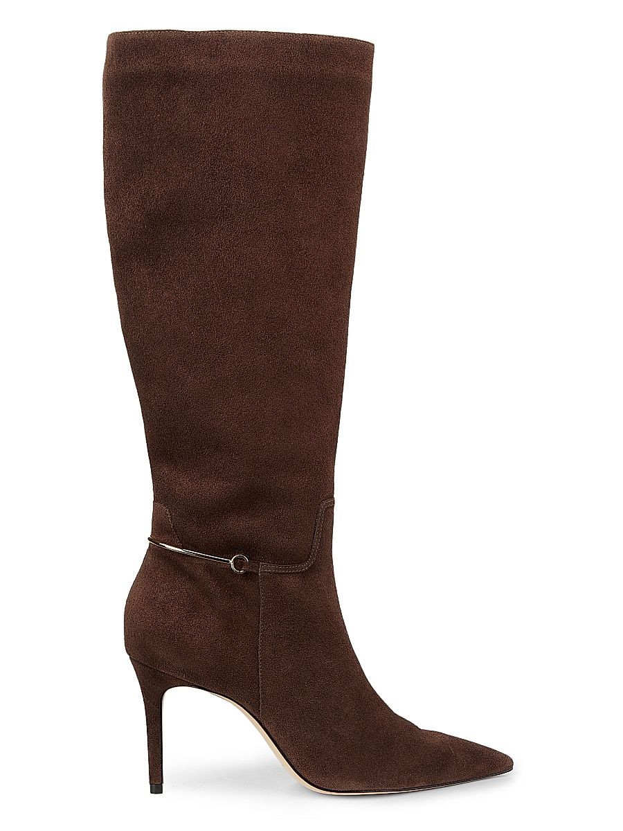 Women's 85MM Suede Knee-High Boots - Dark Brown - Size 11.5