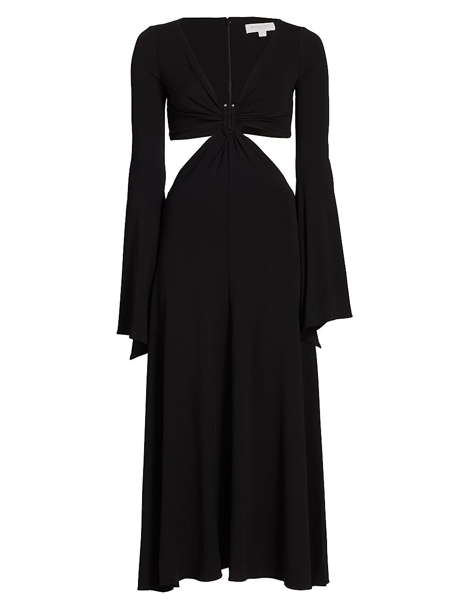 Women's Bell-Sleeve Cut-Out Midi-Dress - Black - Size 14