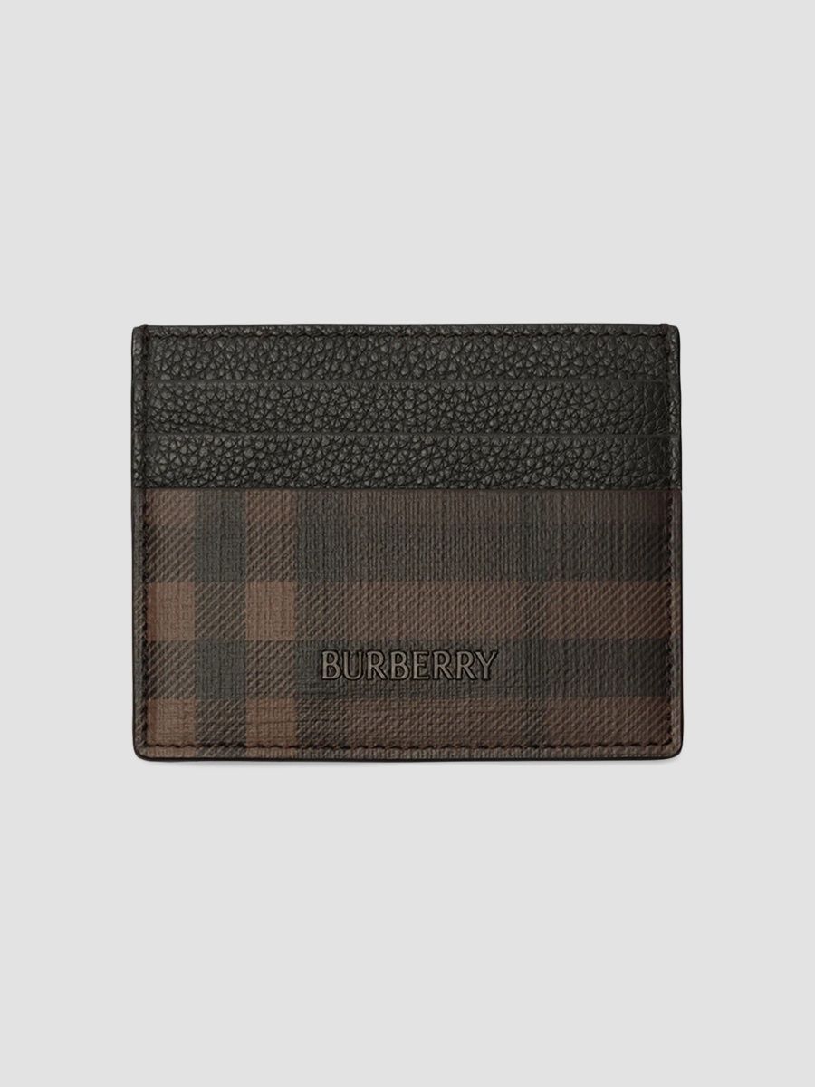 Burberry Men's Checked Card Case - Dark Brown