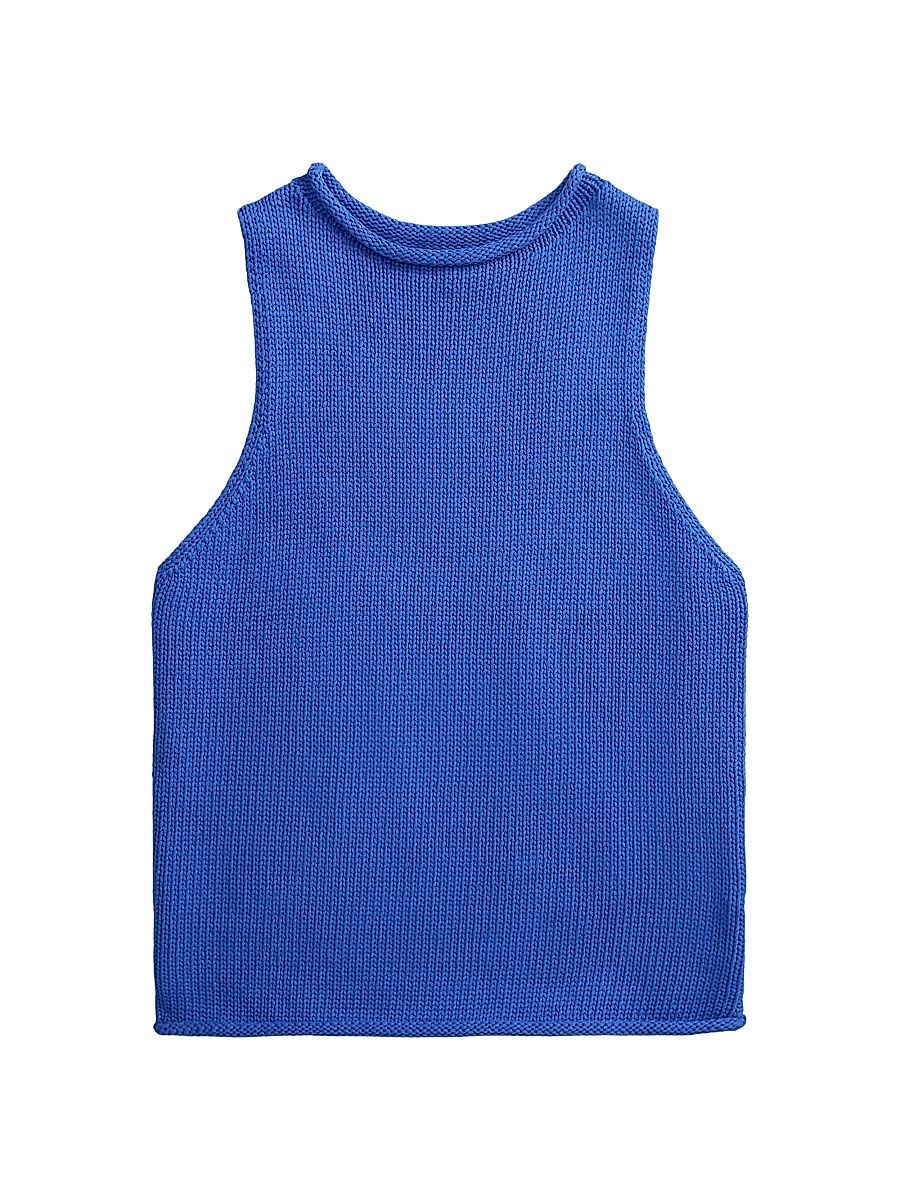 Women's Sleeveless Linen-Blend Sweater Tank - Gala Blue - Size Large