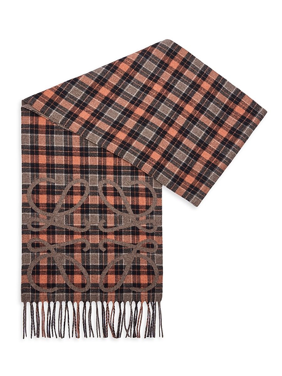 Women's Anagram Silk-Cashmere Scarf - Brown Multi