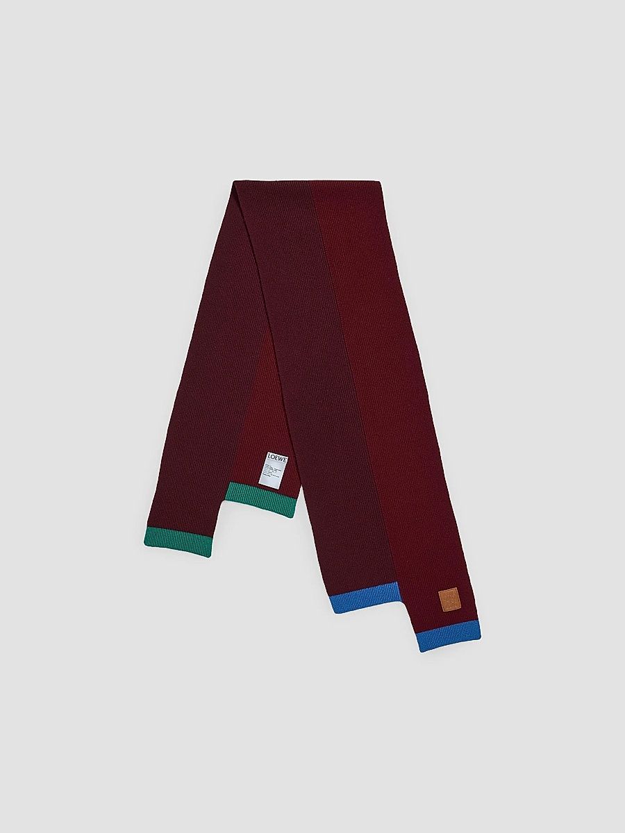 LOEWE Women's Wool Rib-Knit Asymmetric Scarf - Green Red