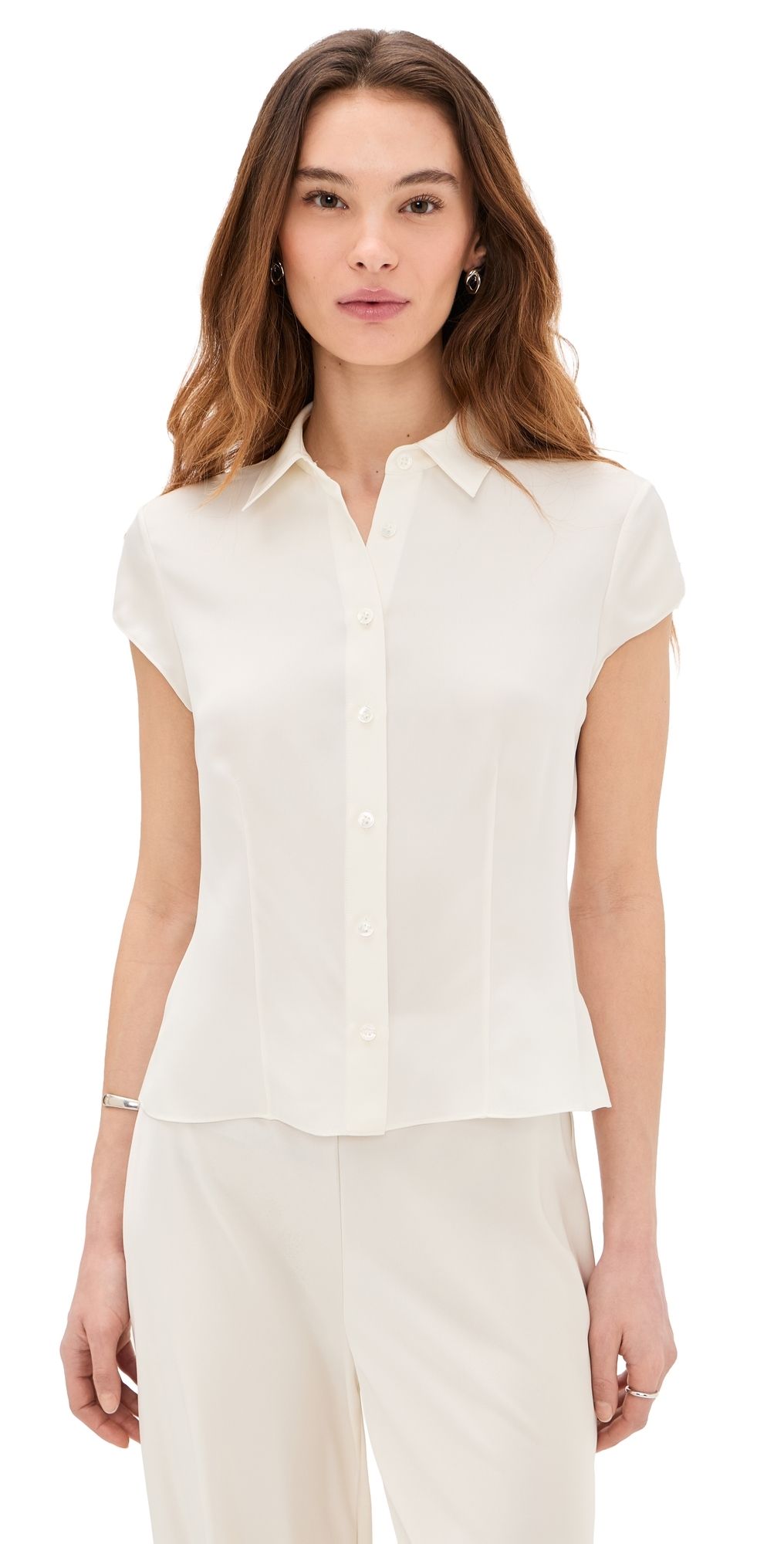 Theory Cap Sleeve Blouse Ivory P