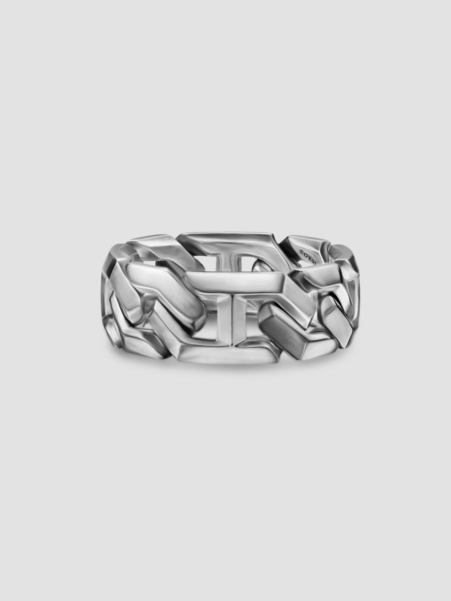 David Yurman Men's Angular Curb Chain Band Ring in Sterling Silver, 8.7mm - Silver - Size 10.5
