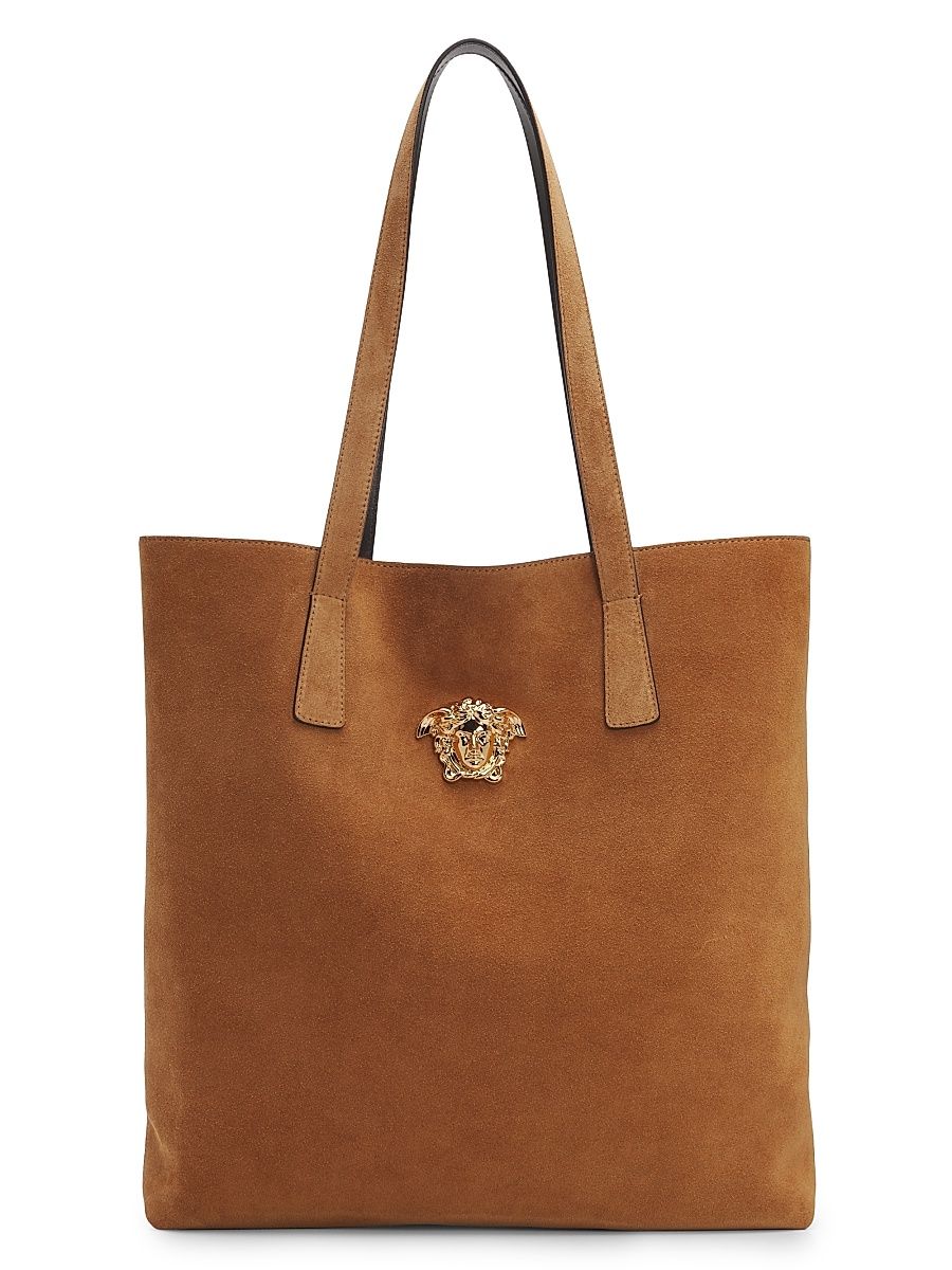 Men's La Medusa Suede Tote - Cognac Versace Gold
