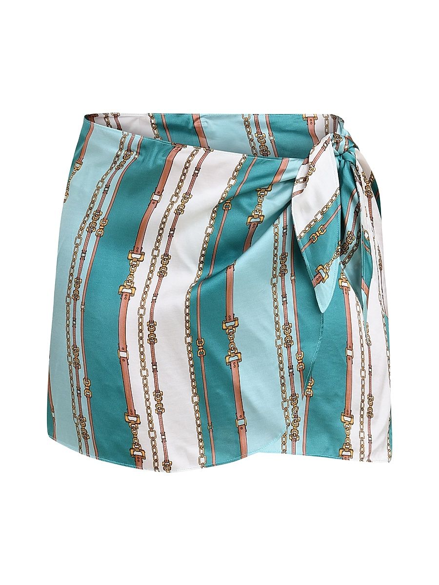 Women's Marceline Belt-Print Satin Pareo - Size Large