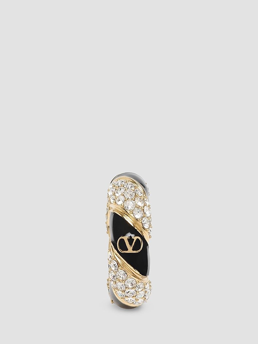 Women's Pas Plus Mono Earring in Metal, Enamel and Swarovski Crystals - Gold Multi
