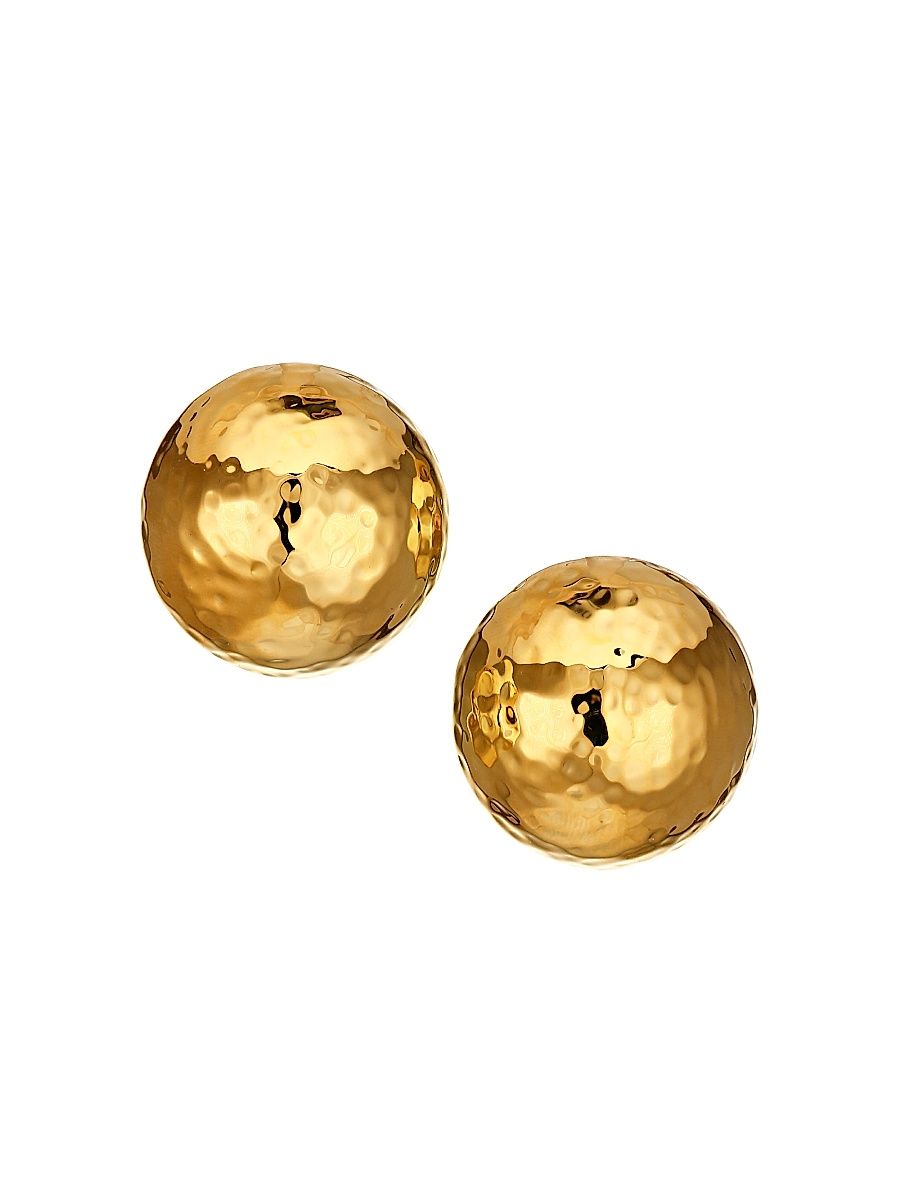 Women's Large Hammered 22K Goldplated Dome Clip-On Earrings - Gold