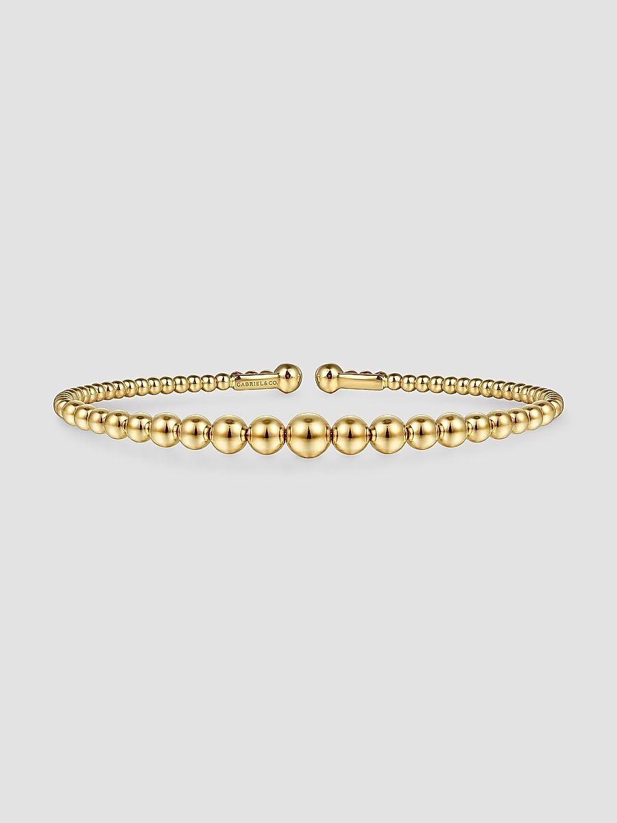 Gabriel & Co Women's Bujukan 14K Yellow Gold Beaded Open Bangle - Yellow Gold