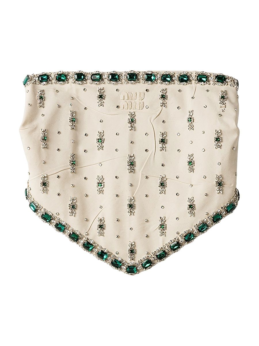 Women's Embroidered Canvas Top - Beige - Size 2