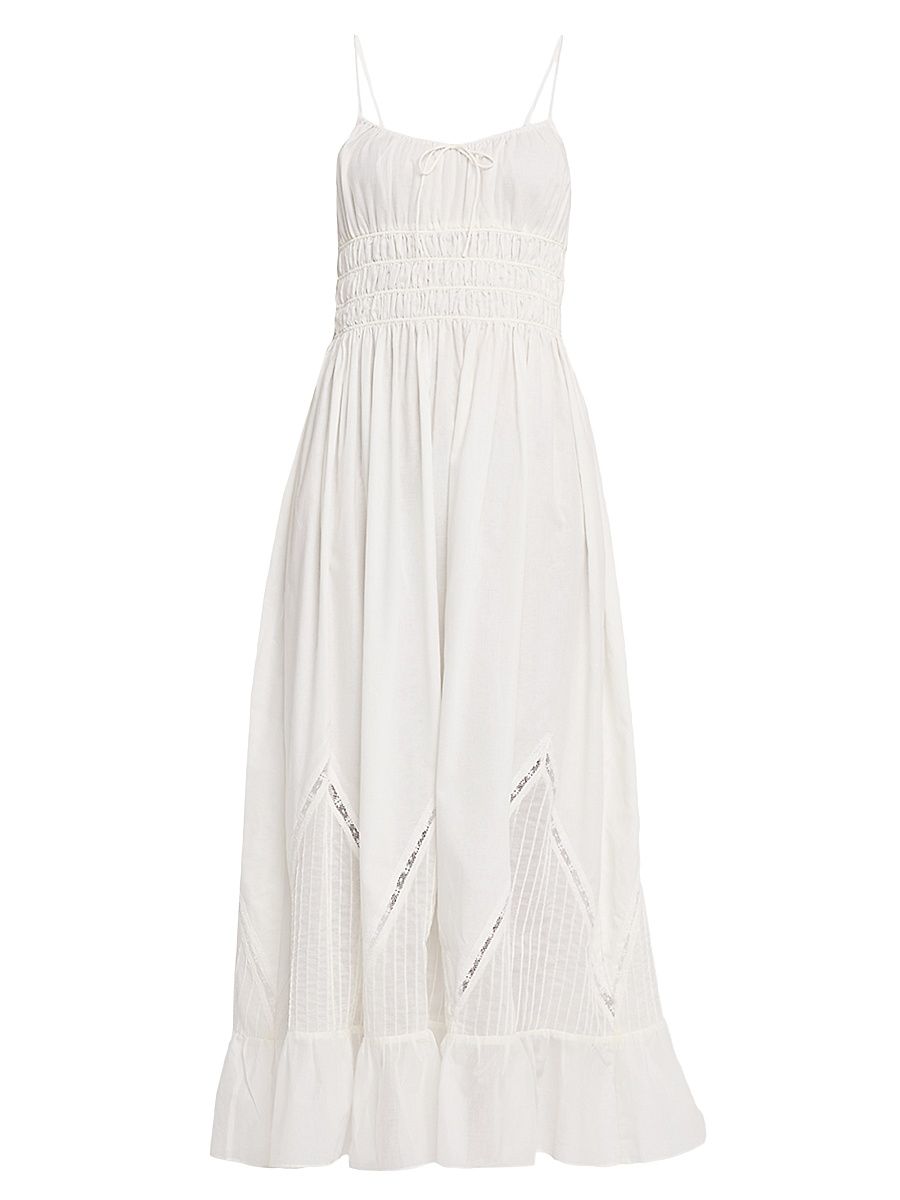 Women's Meline Cotton A-Line Maxi Dress - White - Size Large