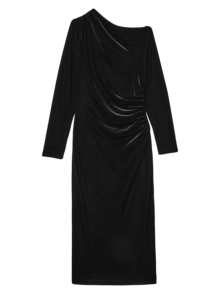 Women's Brooke Velvet Drape Midi-Dress - Black - Size 8