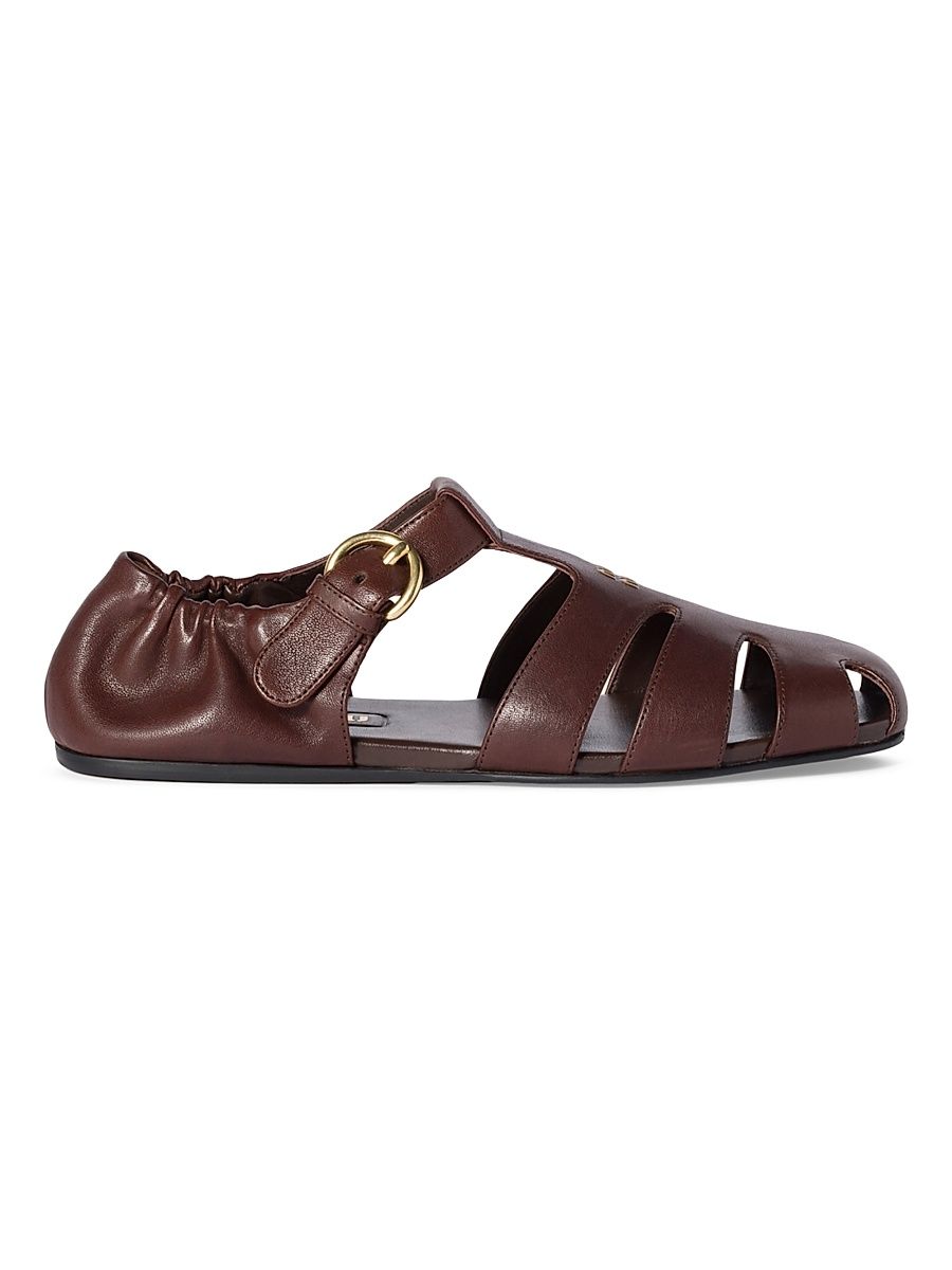 Women's Ruches Nappa Leather Fisherman Sandals - Brown - Size 6