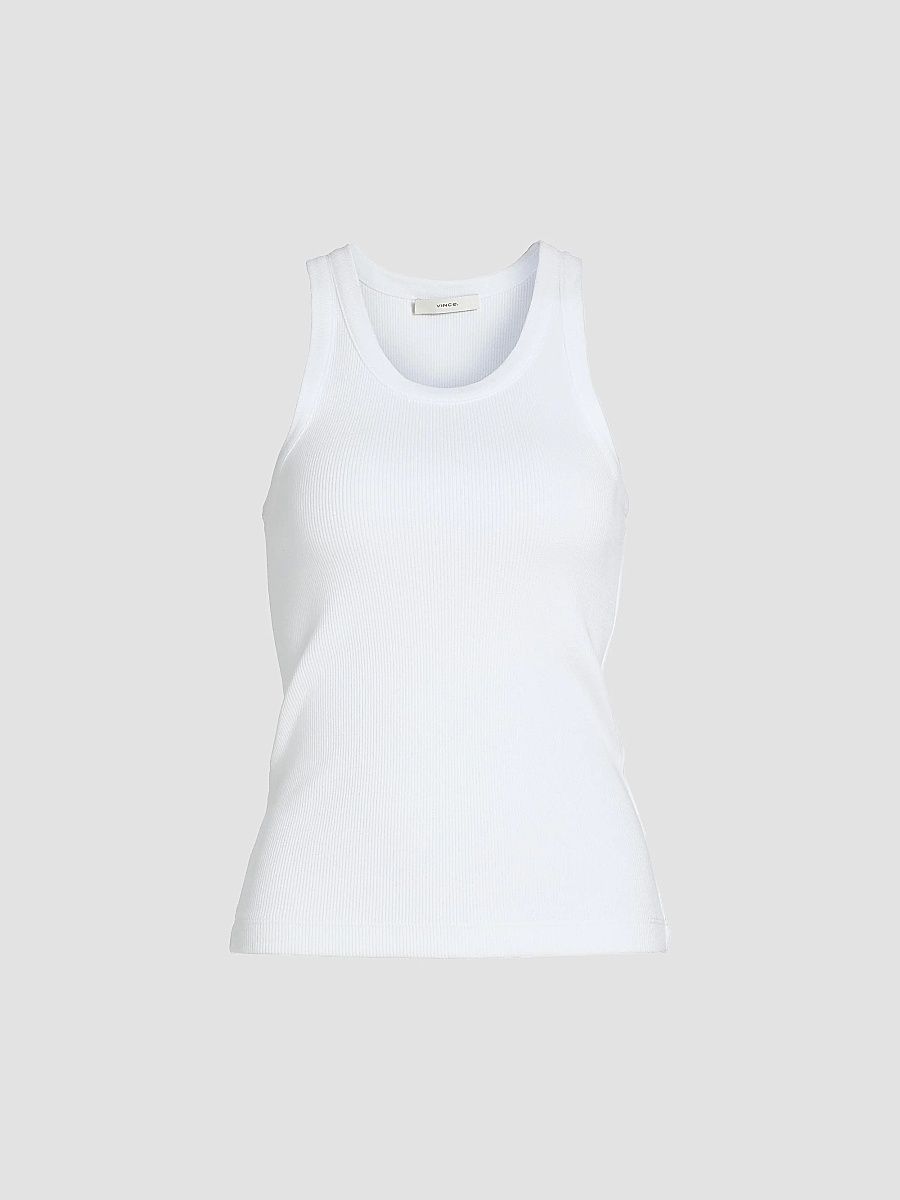 Vince Women's Scoopneck Cotton-Blend Tank - Optic White - Size XXS