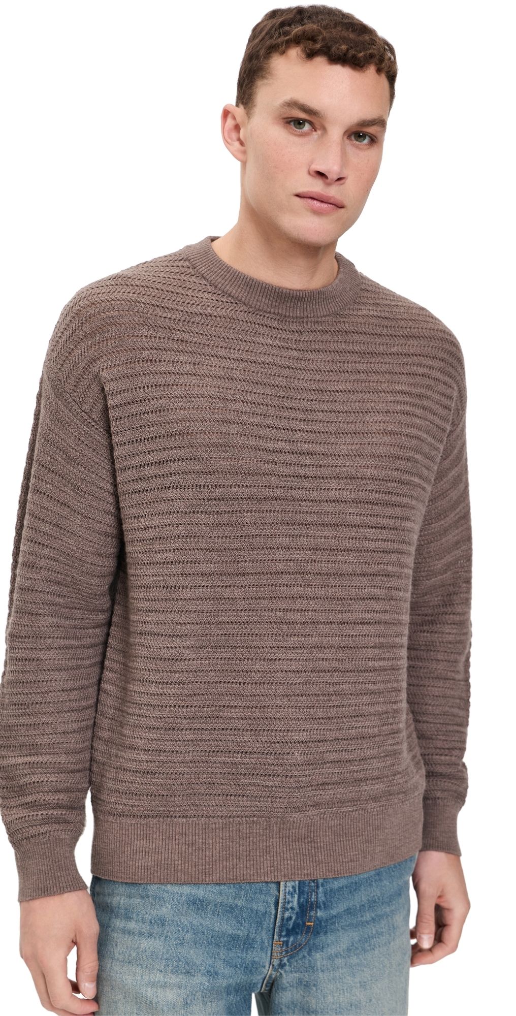 Frescobol Carioca Jardim Merino Wool Knitted Crew Neck Sweater Mink L