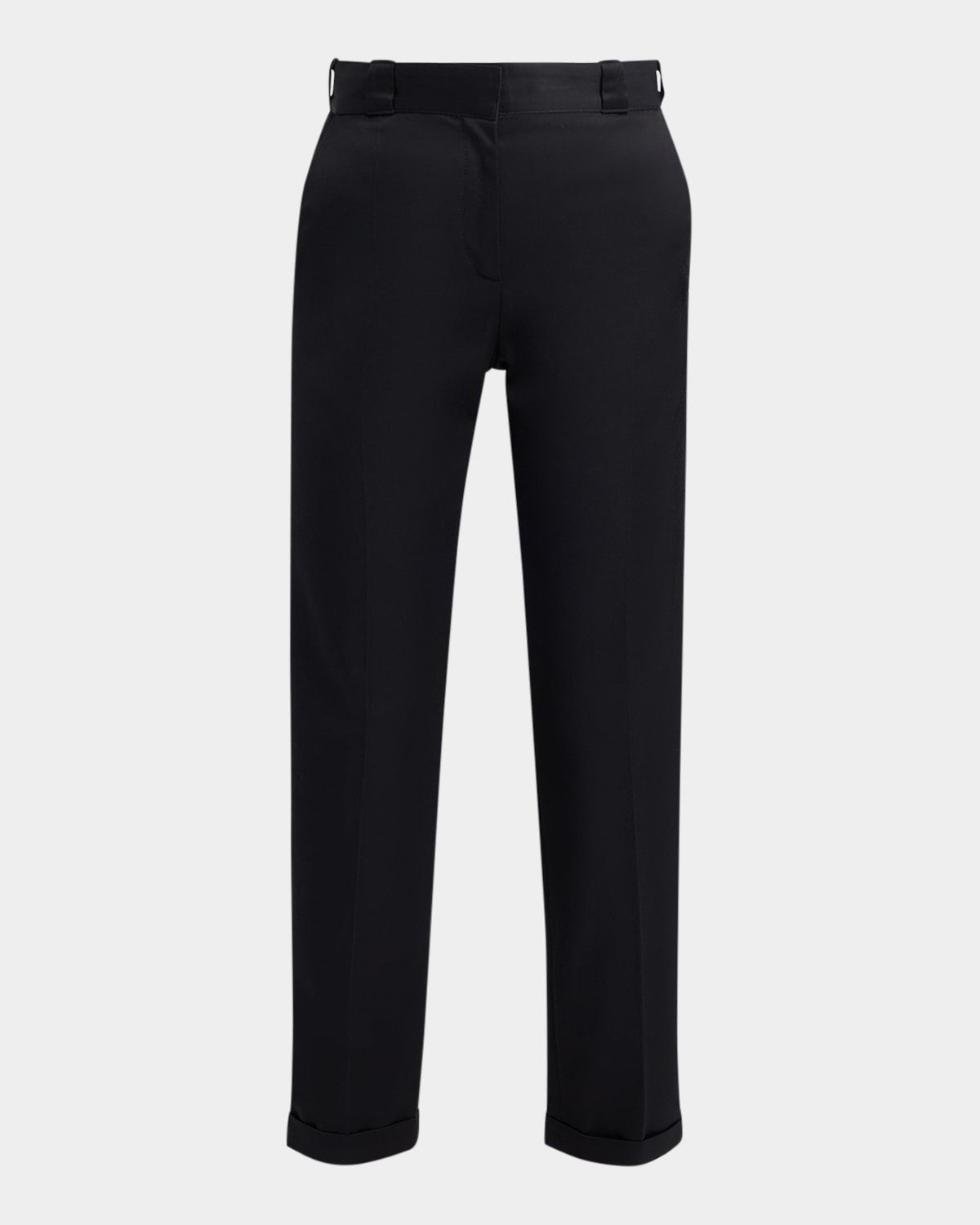 Cotton Viscose Slim-Leg Ankle Trousers